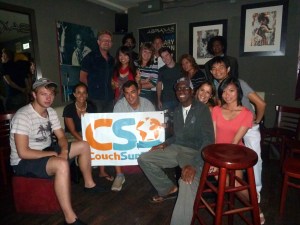 Lots of time spent in Miami hanging out with CouchSurfers. That's me on the right, front row, in the New York Yankees baseball cap. Respect! 