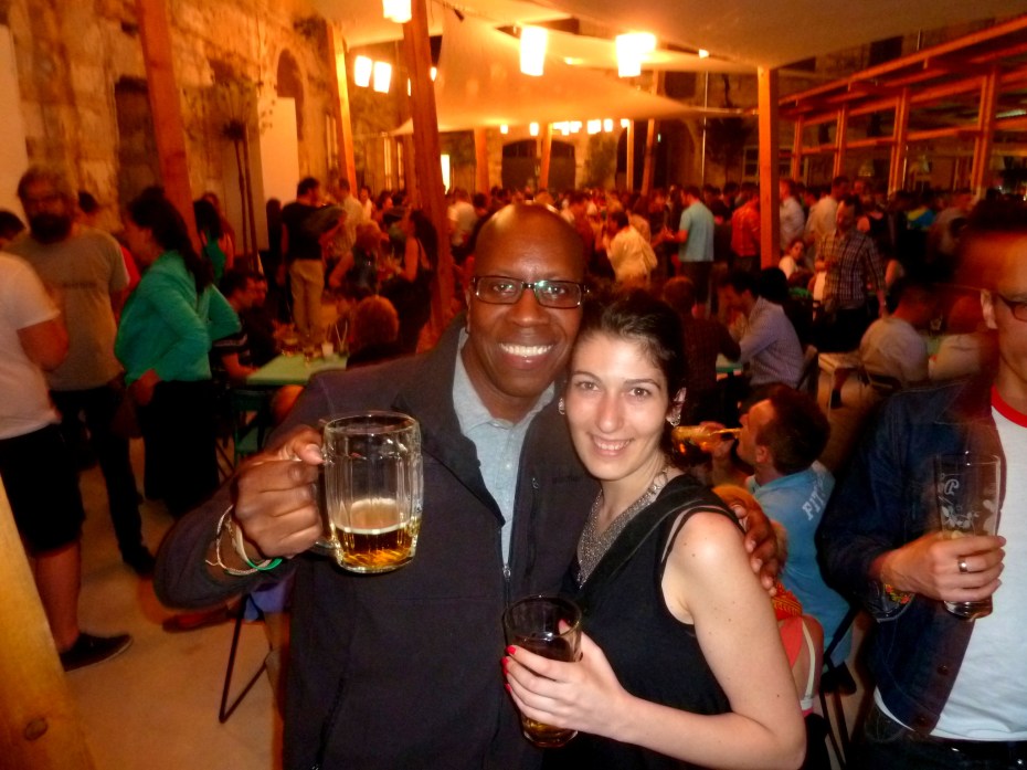Opening night of bar in ruins of vacant building in Budapest. With Irene of Milan, Italy.