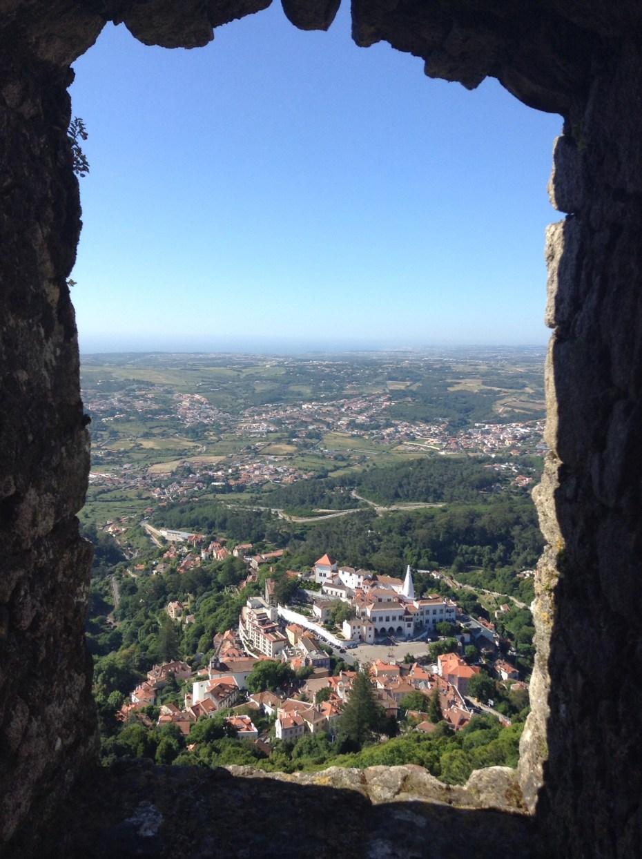 Below, Sintra seen from the Moorish Castle. Quite a climb to get here, but buses deliver those who choose not to walk. 